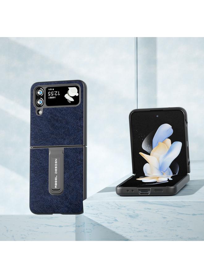 اس-توب جراب لهاتف Samsung Galaxy Z Flip4 بتصميم ريترو من مادة البولي يوريثان مع حامل - Image 2