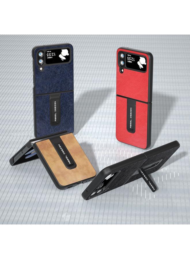 اس-توب جراب لهاتف Samsung Galaxy Z Flip4 بتصميم ريترو من مادة البولي يوريثان مع حامل - Image 5