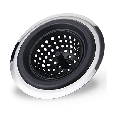Trifecta Kitchen Sink Strainer Food Catcher 1 PCs 4.5 inch Diameter, Flexible Silicone Kitchen Sink Drainers Traps Food Debris and Prevents Clogs, for Most Kitchen Sink Drains (Black - 1) - Image 1
