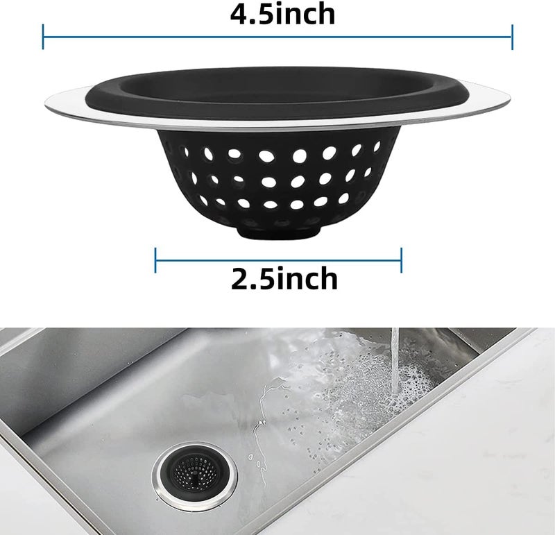 Trifecta Kitchen Sink Strainer Food Catcher 1 PCs 4.5 inch Diameter, Flexible Silicone Kitchen Sink Drainers Traps Food Debris and Prevents Clogs, for Most Kitchen Sink Drains (Black - 1) - Image 5
