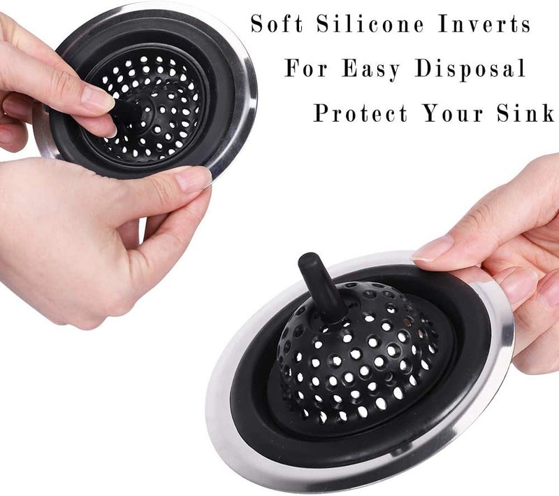 Trifecta Kitchen Sink Strainer Food Catcher 1 PCs 4.5 inch Diameter, Flexible Silicone Kitchen Sink Drainers Traps Food Debris and Prevents Clogs, for Most Kitchen Sink Drains (Black - 1) - Image 2