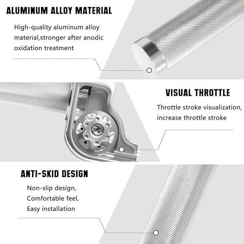 JXPANG Motorcycle Throttle Grip 78 22mm CNC Aluminum Quick Twister with Throttle Cable for KLX CR CRF EXC XR CRF50 CRF230 50 70 110 125 230 250 Dirt Pit Bike Motocross Motorbike Quad ATV Silver - Image 3