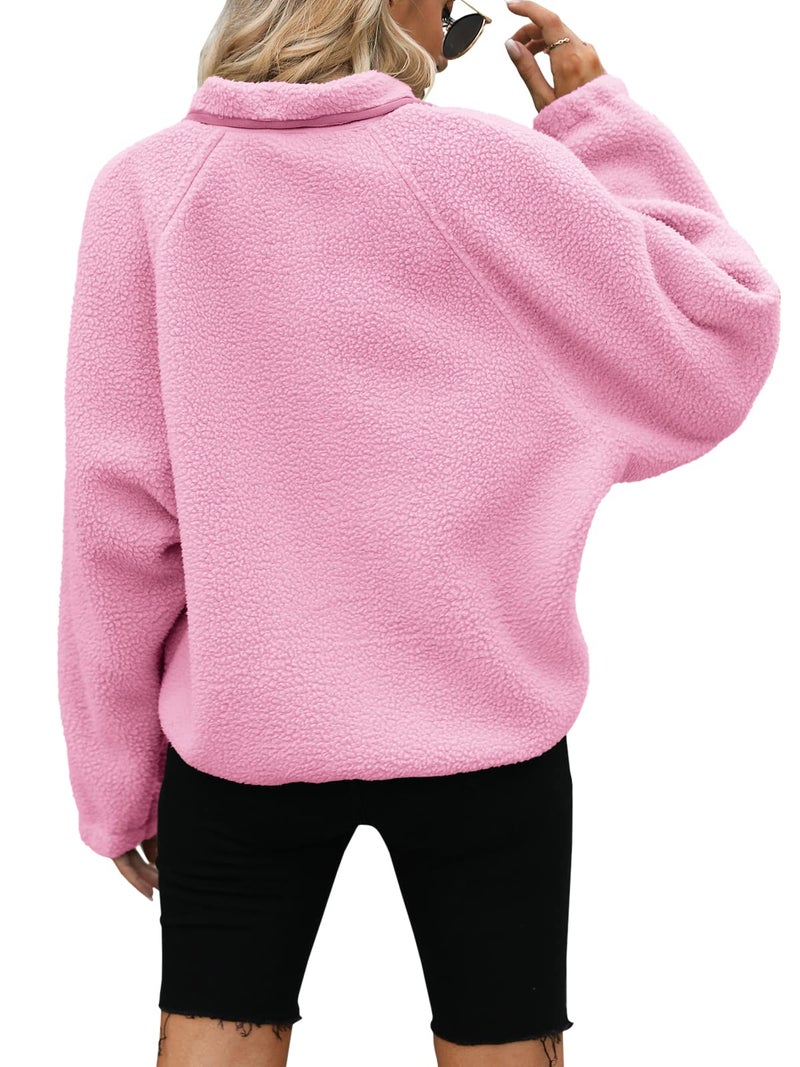 Yanekop Sherpa Jacket Women Fall Winter Faux Fur Coat Fuzzy Fleece Jacket Button Up Cozy Sweaters Warm Winter Clothes(A Light Pink,S) - Image 4