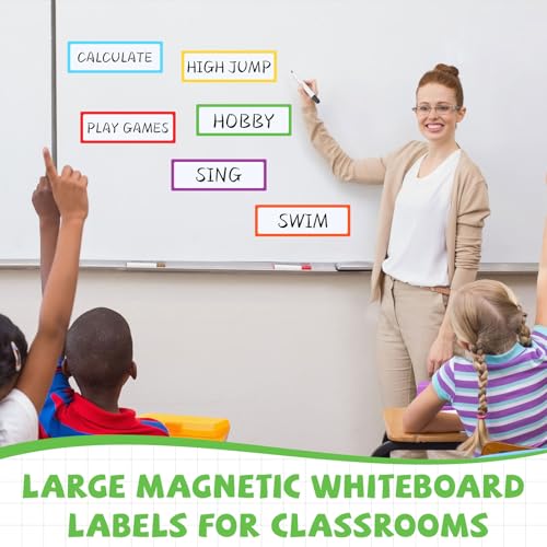 Trandraft 24 Pcs Large Magnetic Dry Erase Labels for Classroom, 12 x 4 Inch Rectangle Magnetic Name Plates Label Flexible Magnet Stickers for Whiteboards Refrigerator (Frame Style) - Image 3