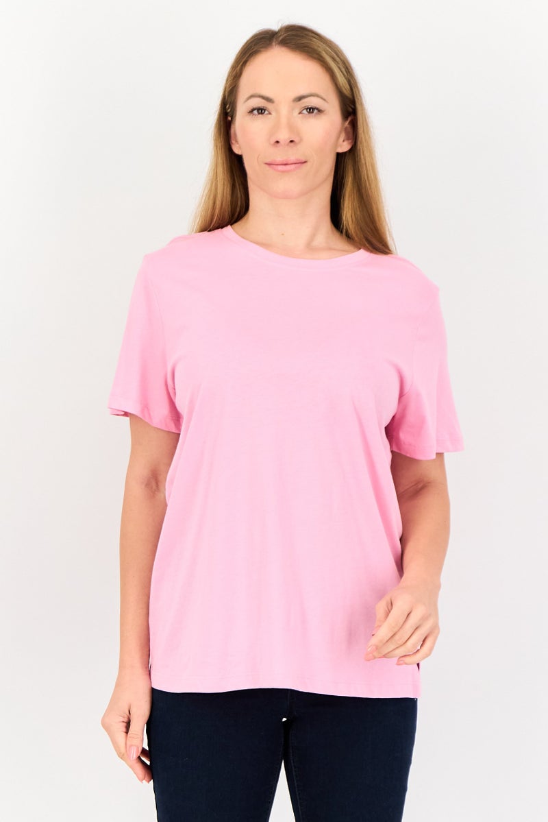 Member's Mark تي شيرت نسائي بأكمام قصيرة وياقة دائرية، وردي - Image 1