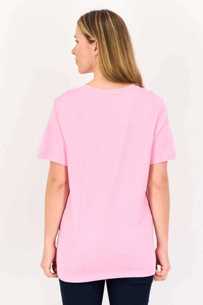 Member's Mark تي شيرت نسائي بأكمام قصيرة وياقة دائرية، وردي - Image 3