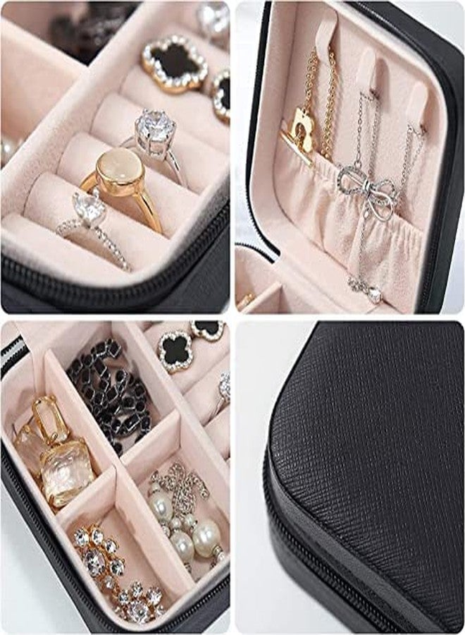 LOXBEE Small Travel Jewellery Box with Zipper, 3 Hooks, 1 Small Pocket, 2 Removable Dividers Leather Jewelry Box Organizer Display Storage Case for Ring, Earring, Necklace [ Multi Color ] - Image 2