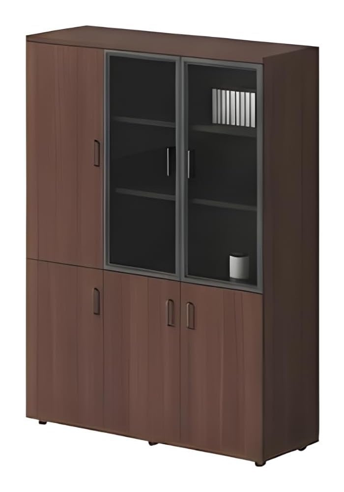 Neo Front DG-W120-LEFT Office Cabinet - High Wooden Storage Cabinet with Glass Door and Lockable A4 File Storage - Image 4
