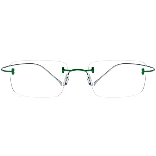 FONEX Titanium Glasses Frame,Rimless Frameless Optical Eyewear Eyeglasses for Men and Women F85634 (85871 Green) - Image 3