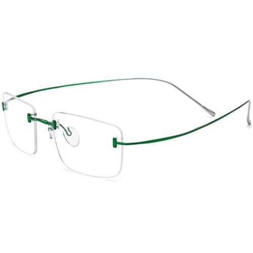 FONEX Titanium Glasses Frame,Rimless Frameless Optical Eyewear Eyeglasses for Men and Women F85634 (85871 Green) - Image 4