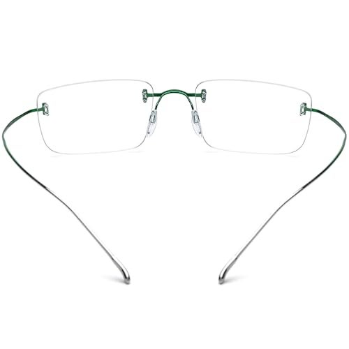 FONEX Titanium Glasses Frame,Rimless Frameless Optical Eyewear Eyeglasses for Men and Women F85634 (85871 Green) - Image 5