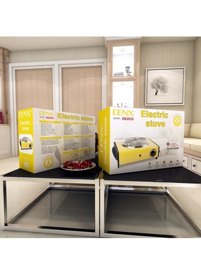 Denx Electric Spiral Heating Stove From Denex, 1000 Watts, Yellow/Black | DX2035 - Image 2