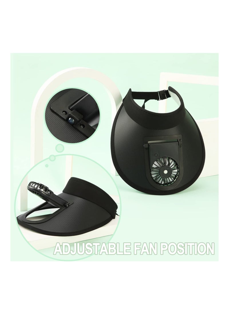 SYOSI - Sun Visor Hats with Fan, WVisor with Built-in Fan 2 in 1 Fan Visor Hat Outdoor Cooling Hat Portable Fan Hat Adjustable Visor Fan Sun Protection Hat with 3 Temp Modes for Women Travel UPF 50+ - Image 1