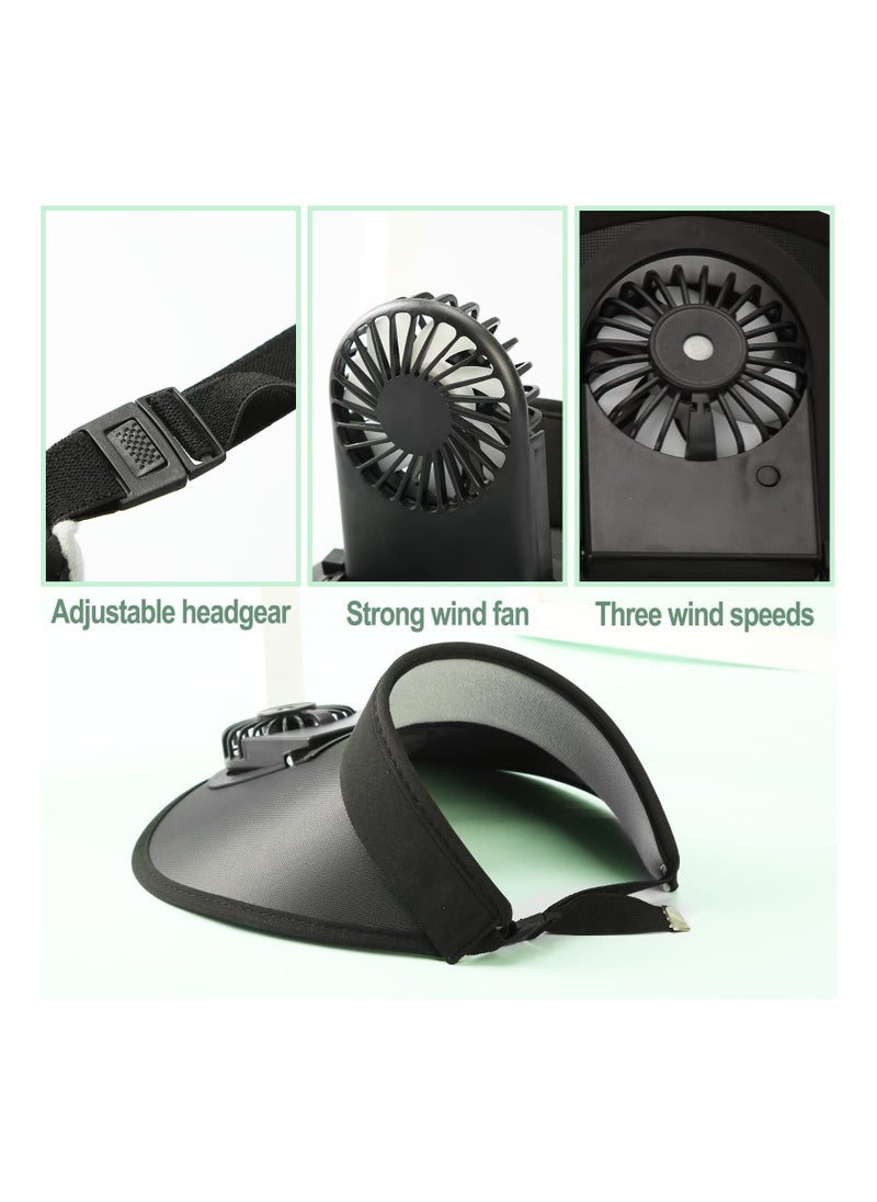 SYOSI - Sun Visor Hats with Fan, WVisor with Built-in Fan 2 in 1 Fan Visor Hat Outdoor Cooling Hat Portable Fan Hat Adjustable Visor Fan Sun Protection Hat with 3 Temp Modes for Women Travel UPF 50+ - Image 1
