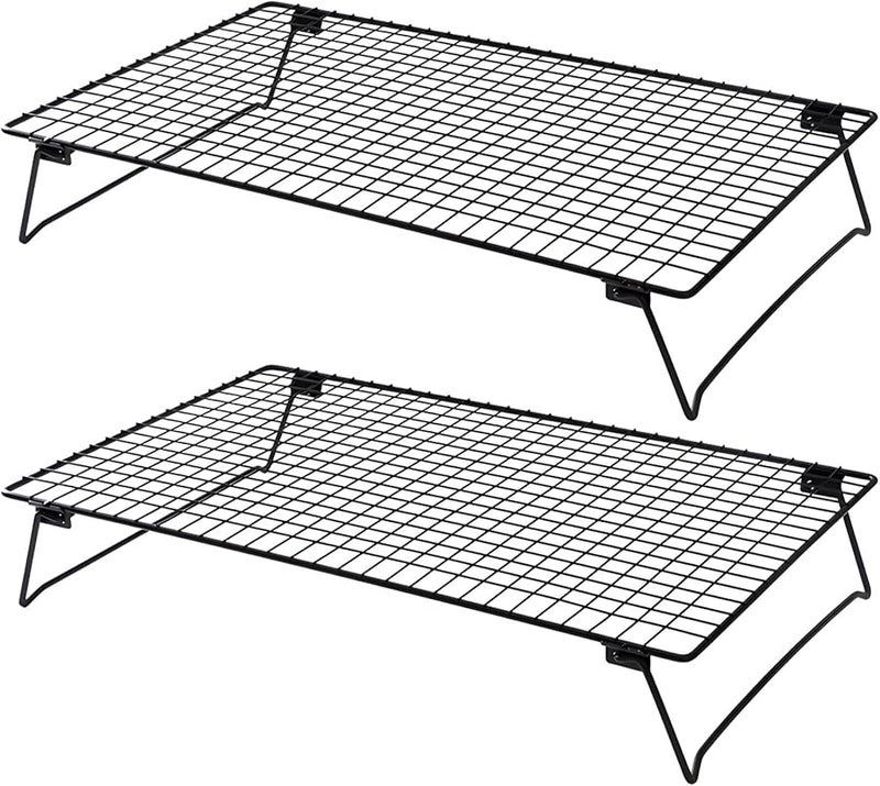 حوامل تبريد قابلة للطي بساقين 2 قطعة من الفولاذ الكربوني للخبز المتساوي توفير المساحة - Image 1