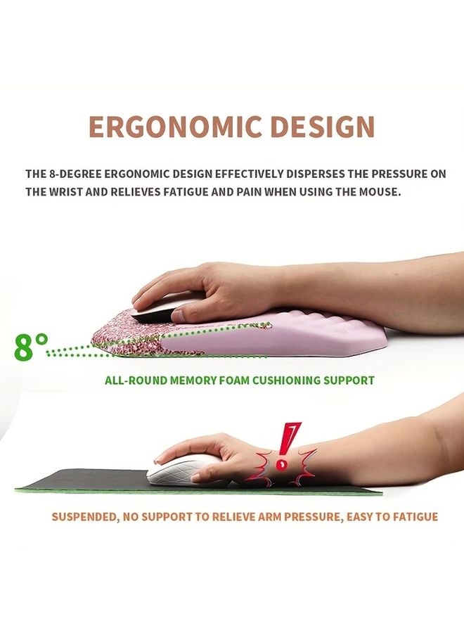 Pink And Golden Ergonomic Mouse Pad With Wrist Support Massage Design Memory Foam Non Slip Base - Image 4