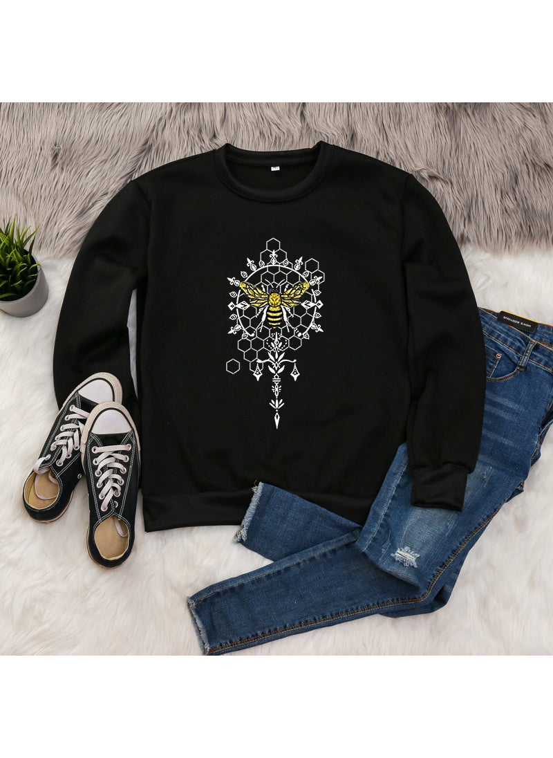 Generic - 2024 eBay Independent Station Animal Letter Print round Neck Long Sleeve Sweatshirt for Men And Women Street Style Polyester Fiber Blue - Image 1