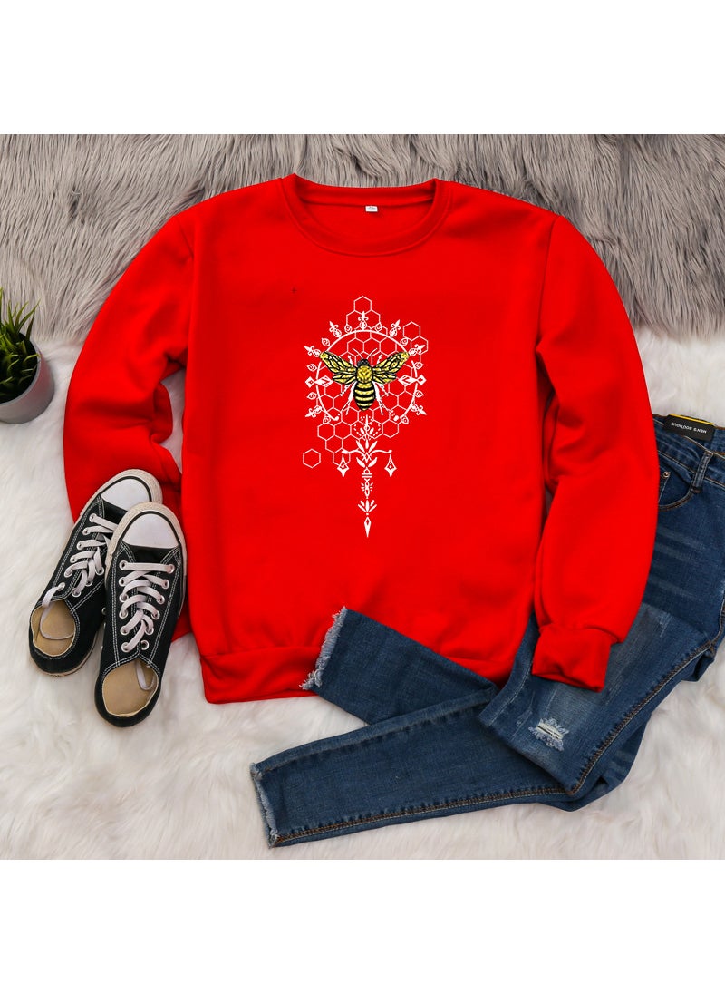 Generic - 2024 eBay Independent Station Animal Letter Print round Neck Long Sleeve Sweatshirt for Men And Women Street Style Polyester Fiber Blue - Image 1