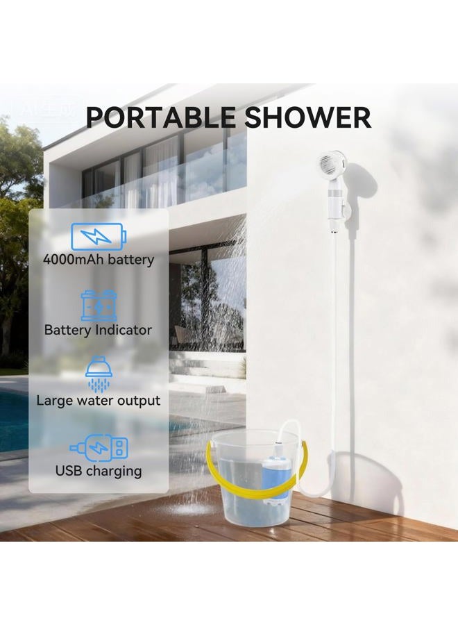 Mndstek Portable Shower, Portable Camping Shower Pump, USB Rechargeable Outdoor Showers, Waterproof Electric Portable Shower with 2 Spray Modes, 4000mah, For Camping, Hiking, Rv & Pet Cleaning (1 PACK) - Image 2