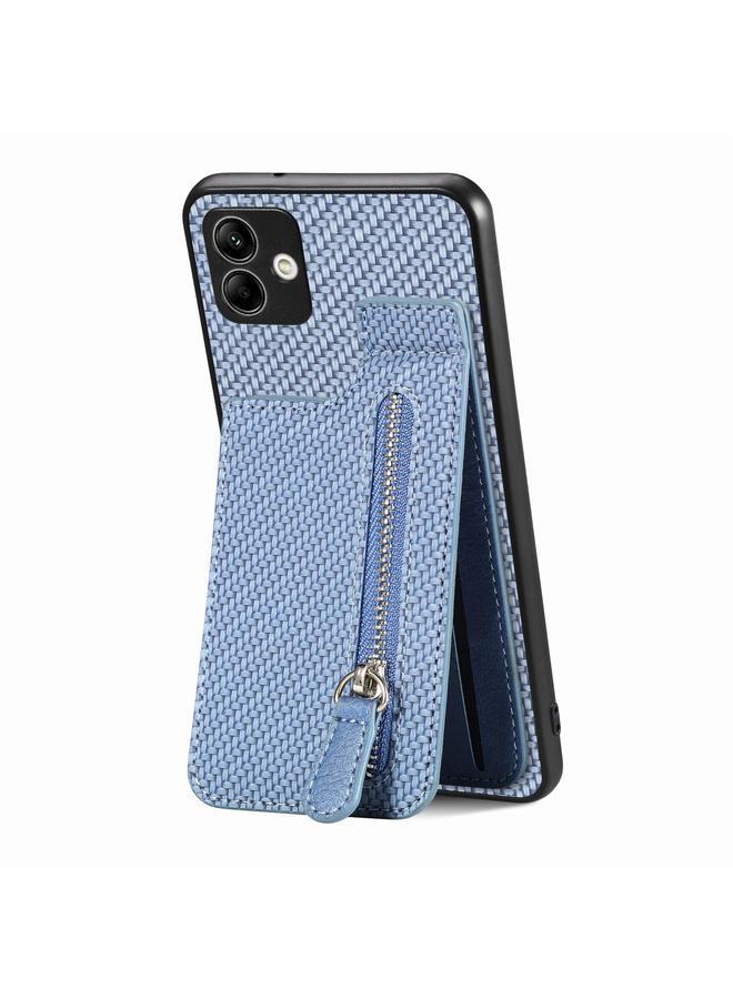 S-TOP Case For Samsung Galaxy A04 4G Carbon Fiber Vertical Flip Zipper Wallet Phone Case - Image 1