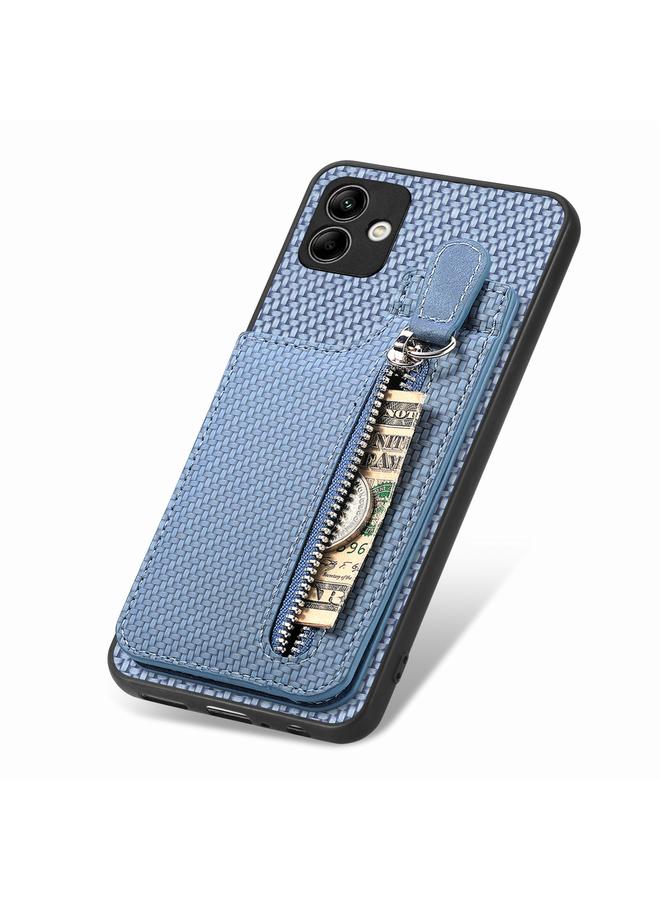 S-TOP Case For Samsung Galaxy A04 4G Carbon Fiber Vertical Flip Zipper Wallet Phone Case - Image 4