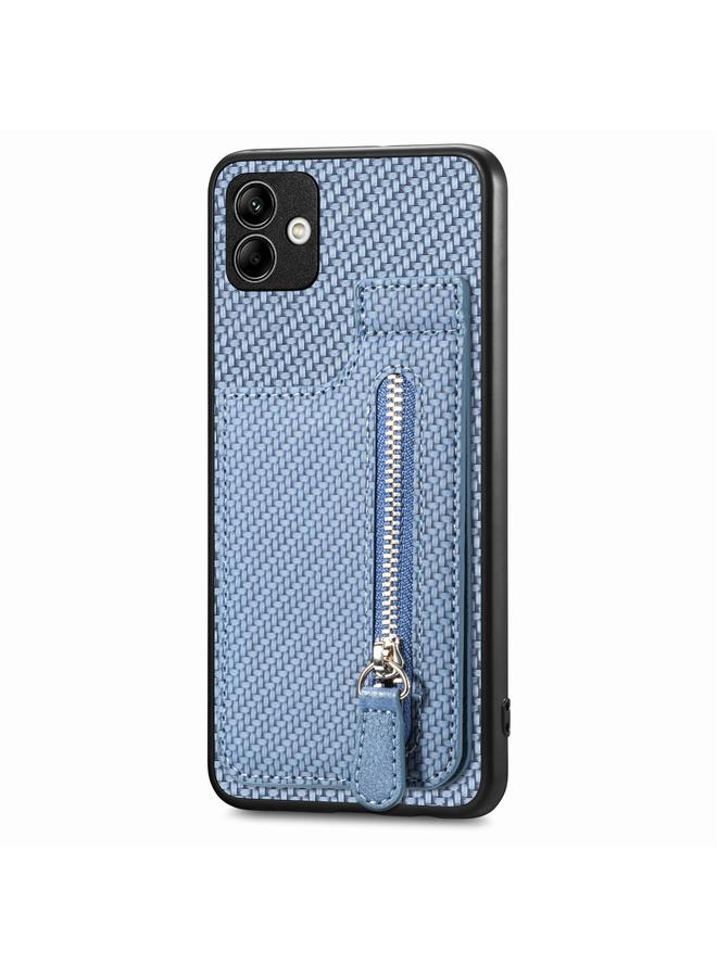 S-TOP Case For Samsung Galaxy A04 4G Carbon Fiber Vertical Flip Zipper Wallet Phone Case - Image 2