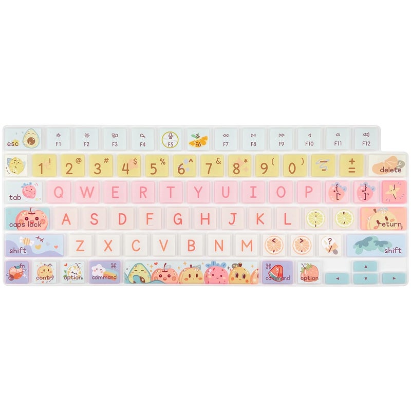 WSLUCKO Keyboard Cover Skin for 2021-2024 MacBook Pro 14/16 (A2442 A2485 A3112 A3401 A3403 A2992 A2779 A2780 A2991 A2918 M1/M2/M3 M4) &MacBook Air 13.6''/15'' (A2681 A3113 A2941 A3114),Cute Fruits - Image 1