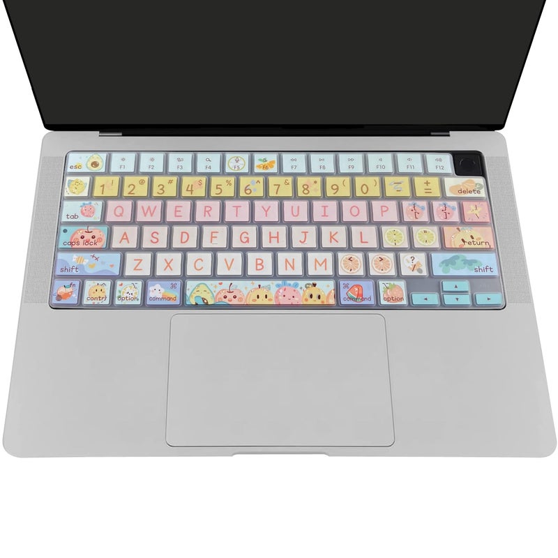 WSLUCKO Keyboard Cover Skin for 2021-2024 MacBook Pro 14/16 (A2442 A2485 A3112 A3401 A3403 A2992 A2779 A2780 A2991 A2918 M1/M2/M3 M4) &MacBook Air 13.6''/15'' (A2681 A3113 A2941 A3114),Cute Fruits - Image 5