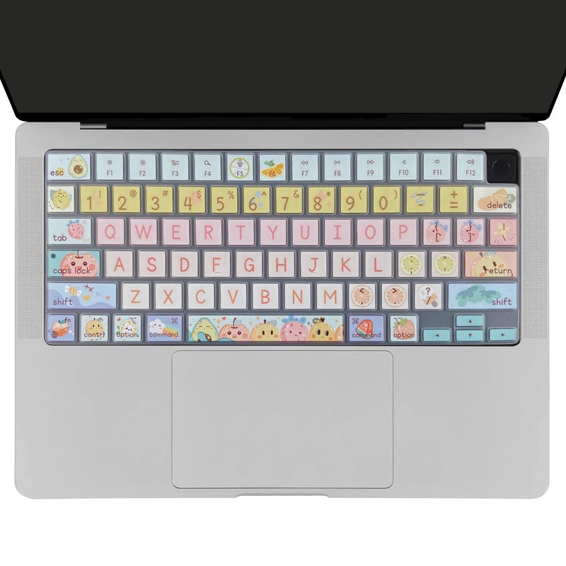 WSLUCKO Keyboard Cover Skin for 2021-2024 MacBook Pro 14/16 (A2442 A2485 A3112 A3401 A3403 A2992 A2779 A2780 A2991 A2918 M1/M2/M3 M4) &MacBook Air 13.6''/15'' (A2681 A3113 A2941 A3114),Cute Fruits - Image 2