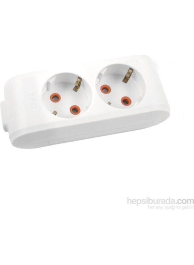 Viko Multi-Let Double Socket Grounded Child Protected Terminal Block-White 