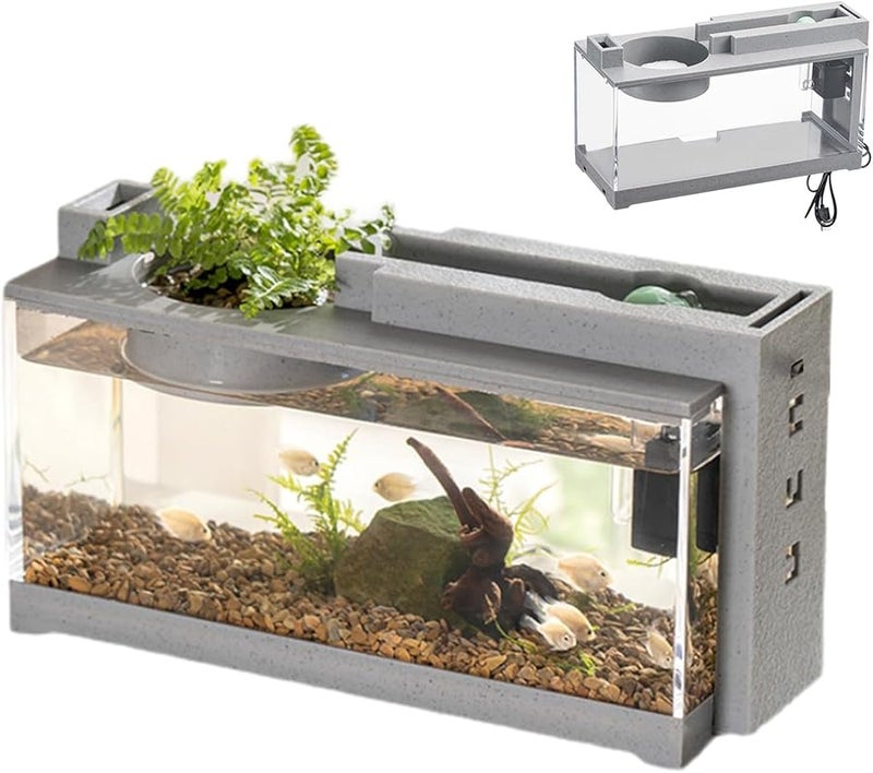 حوض أسماك بيتا المحمول بدون أضواء، حوض مائي يعمل باليو إس بي لعرضه على الطاولة - Image 1