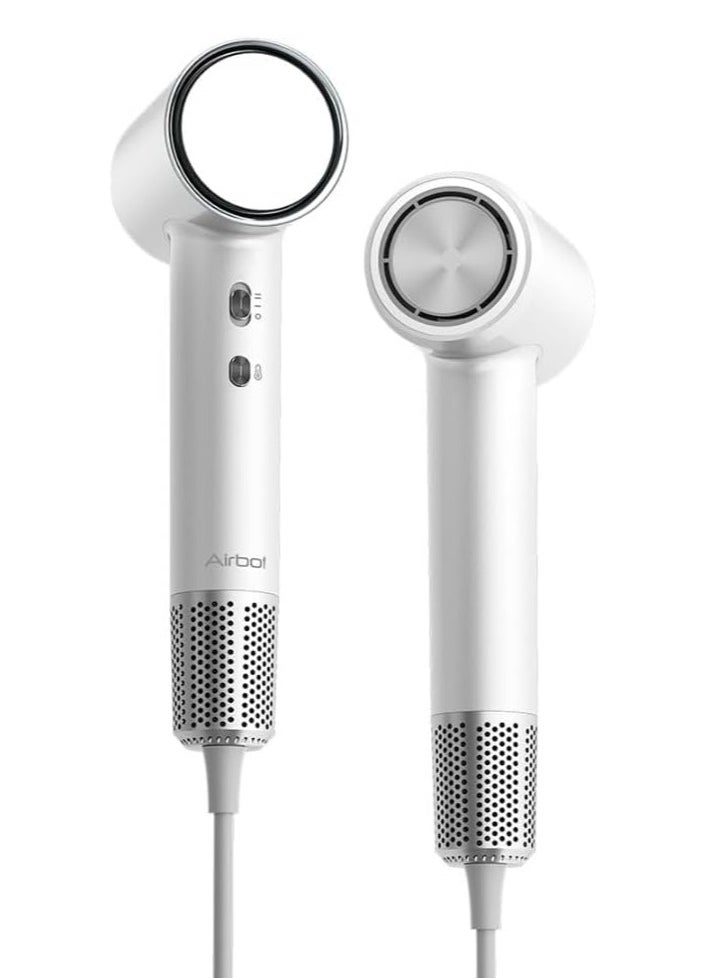 Airbot Airbot Hair Dryer High-Speed with 200mil Negative Ions, Low Noise, Temperature Control, Smart RGB Ring Light (White)  - Image 1