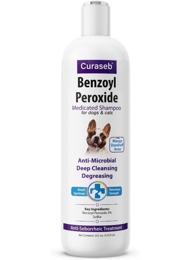 BEXLEY LABS Curaseb Benzoyl Peroxide Dog Shampoo – Treats Mange, Demodex, Dandruff, Seborrhea, Pyoderma, Mites & Acne – Broad Spectrum Veterinary Formula, 12oz - Image 1