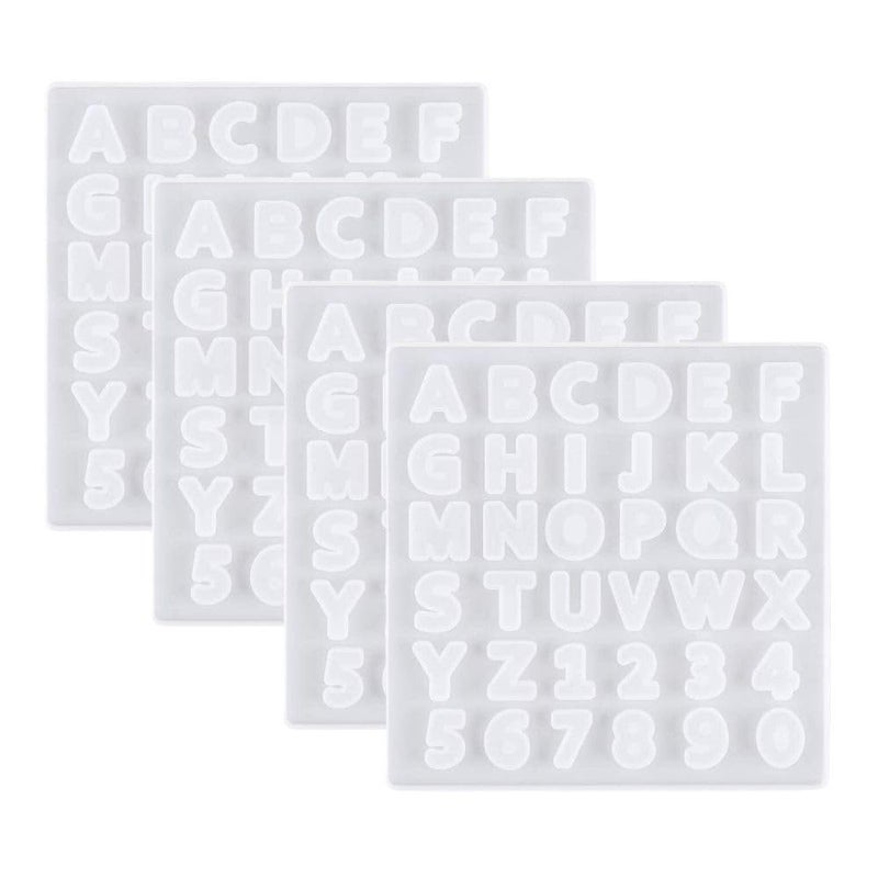 Snoogg SNOOGG Pack of 4/4 Piece of Small ABCD Mold Mould Epoxy Resin Casting Moulds for Resin, Resin Casting Big Alphabet Number Molds, Reusable Epoxy Molds for DIY Keychain Pendant Earring - Image 1