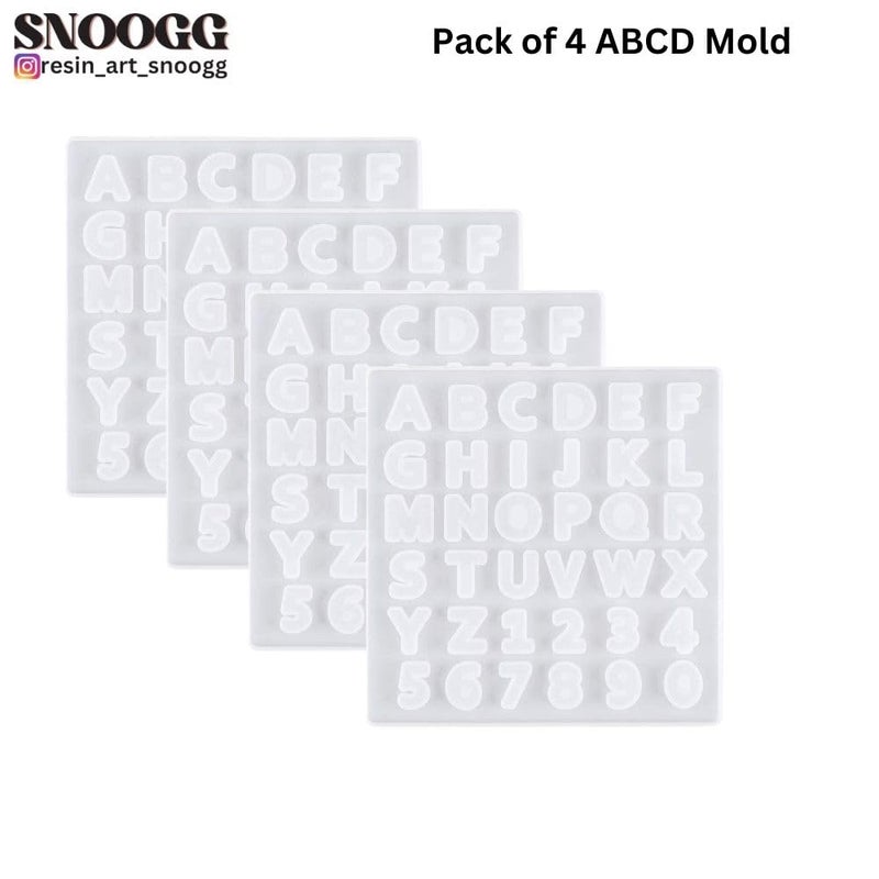 Snoogg SNOOGG Pack of 4/4 Piece of Small ABCD Mold Mould Epoxy Resin Casting Moulds for Resin, Resin Casting Big Alphabet Number Molds, Reusable Epoxy Molds for DIY Keychain Pendant Earring - Image 2