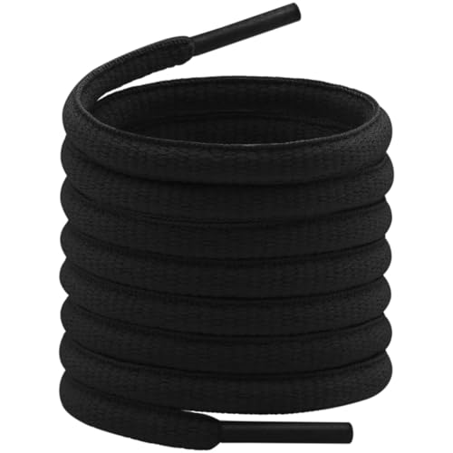 YFINE Oval Sports Shoe Laces: 2 Pairs 35 Inch Black Half Round Shoelaces for Sneaker Athletic Shoes - Image 1