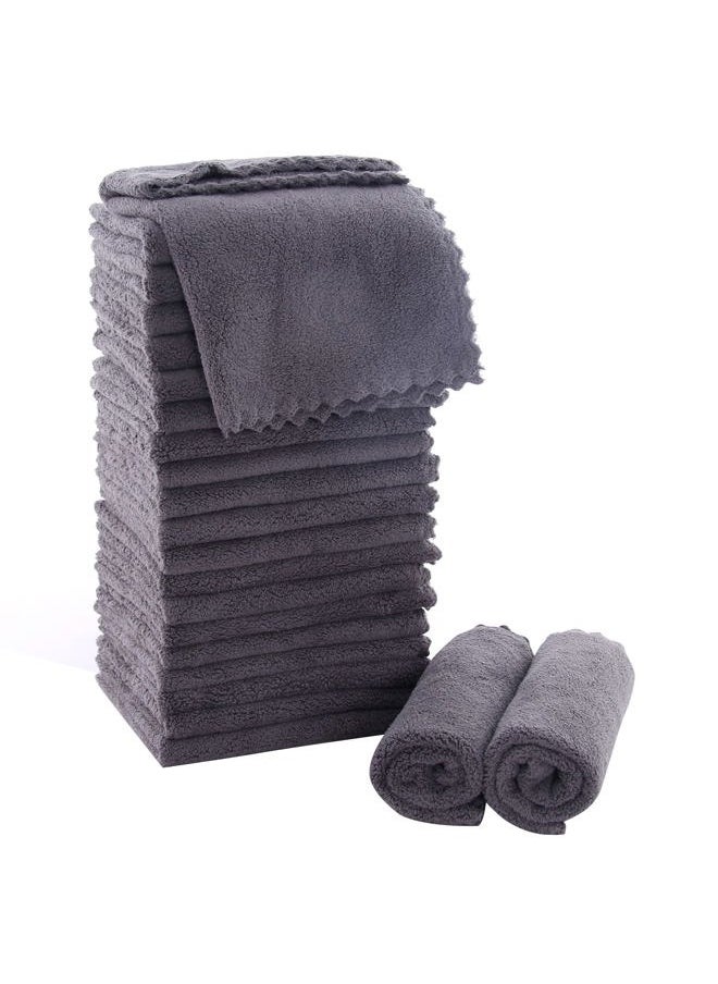 MOONQUEEN - Ultra Soft Premium Washcloths Set - 12 x 12 inches - 24 Pack - Quick Drying - Highly Absorbent Coral Velvet Bathroom Wash Clothes - Use as Bath, Spa, Facial, Fingertip Towel (Grey) - Image 1