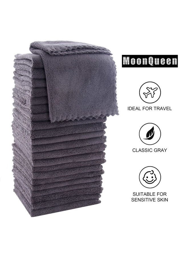 MOONQUEEN - Ultra Soft Premium Washcloths Set - 12 x 12 inches - 24 Pack - Quick Drying - Highly Absorbent Coral Velvet Bathroom Wash Clothes - Use as Bath, Spa, Facial, Fingertip Towel (Grey) - Image 1