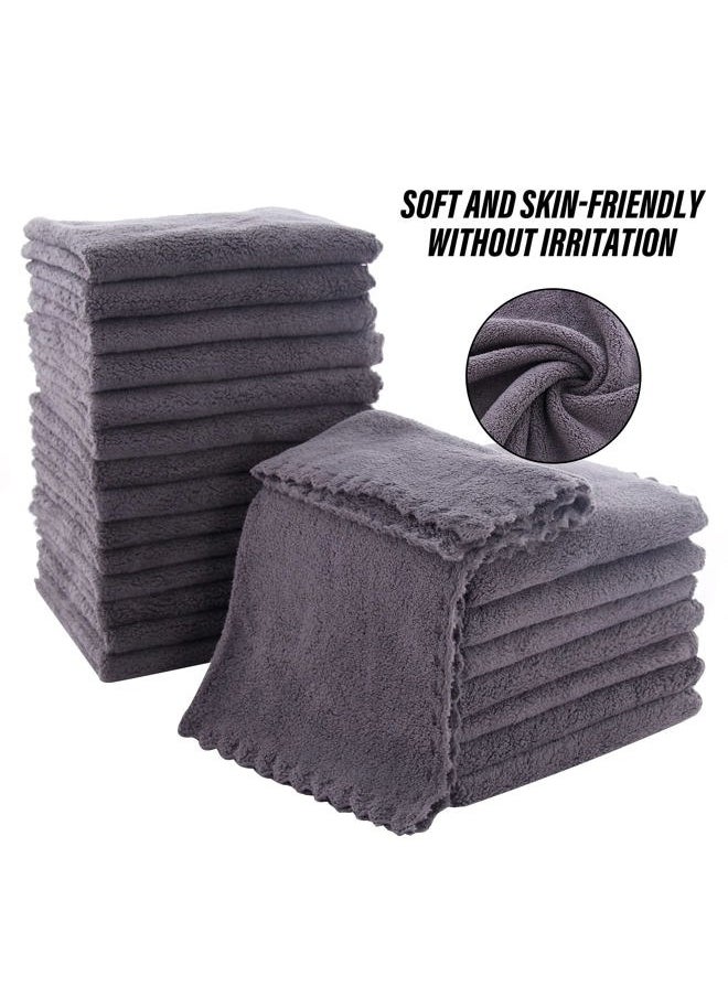 MOONQUEEN - Ultra Soft Premium Washcloths Set - 12 x 12 inches - 24 Pack - Quick Drying - Highly Absorbent Coral Velvet Bathroom Wash Clothes - Use as Bath, Spa, Facial, Fingertip Towel (Grey) - Image 1