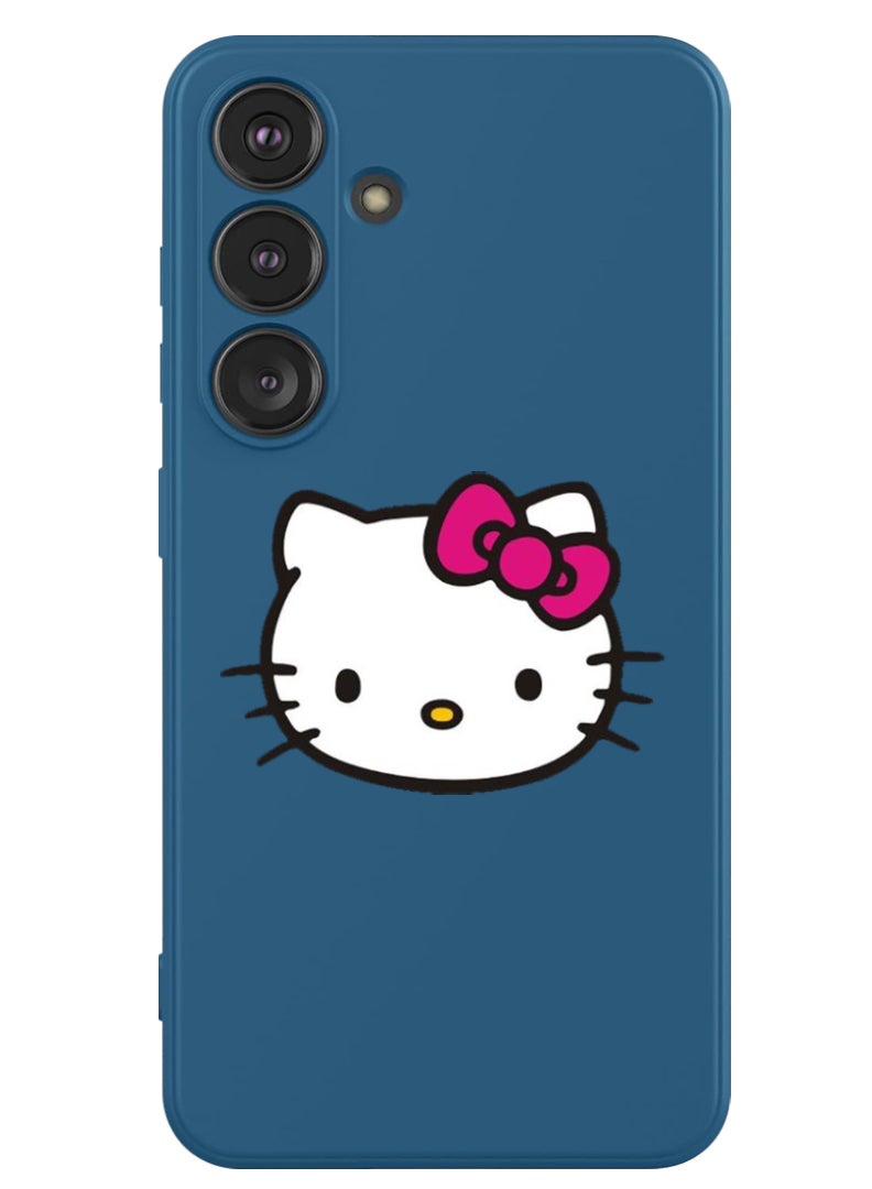 Theodor Protective Slim Fit Case Liquid Silicone Cover with Full Body Protection Anti-Scratch Shockproof Case For Samsung Galaxy S24 (Blue) - Hello Kitty - Image 1