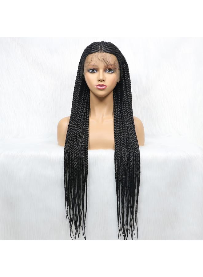 Bluejw African Braid Front Lace Wig Hair European And American Wig Women's Long Straight Hair Chemical Fiber Headgear Braid Lace Wig - Image 2