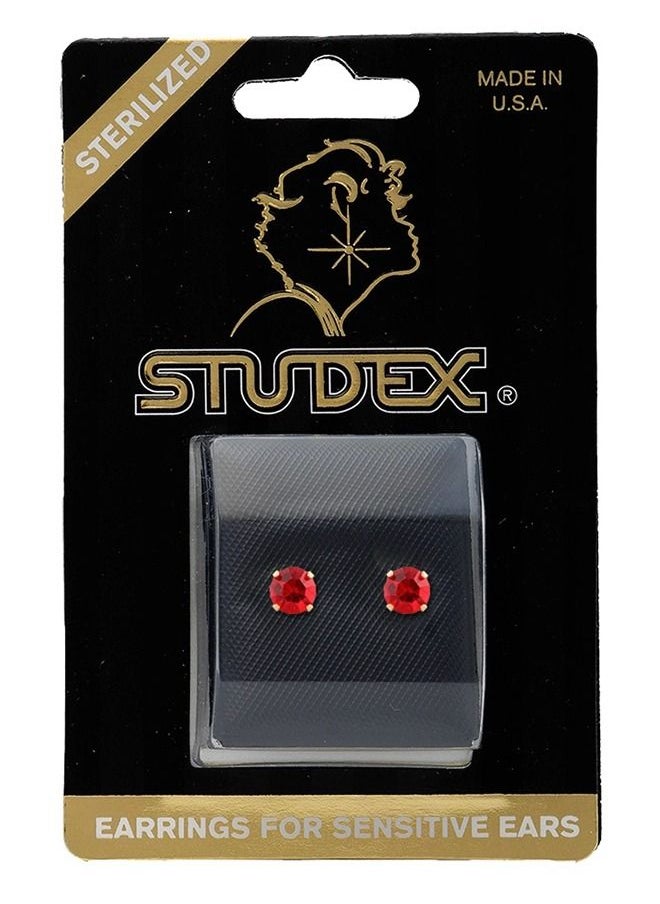 Studex - 5MM July Ruby 24K Pure Gold Plated Ear Studs - Image 1