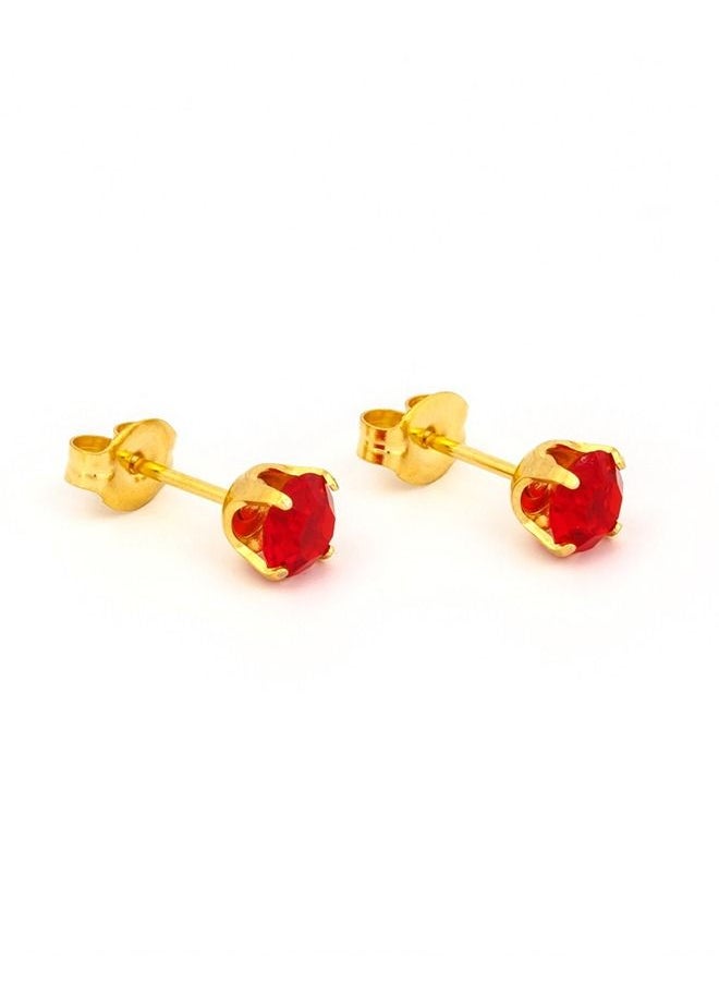 Studex - 5MM July Ruby 24K Pure Gold Plated Ear Studs - Image 1