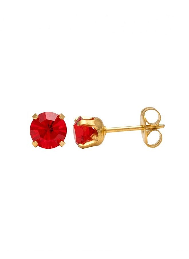 Studex - 5MM July Ruby 24K Pure Gold Plated Ear Studs - Image 1
