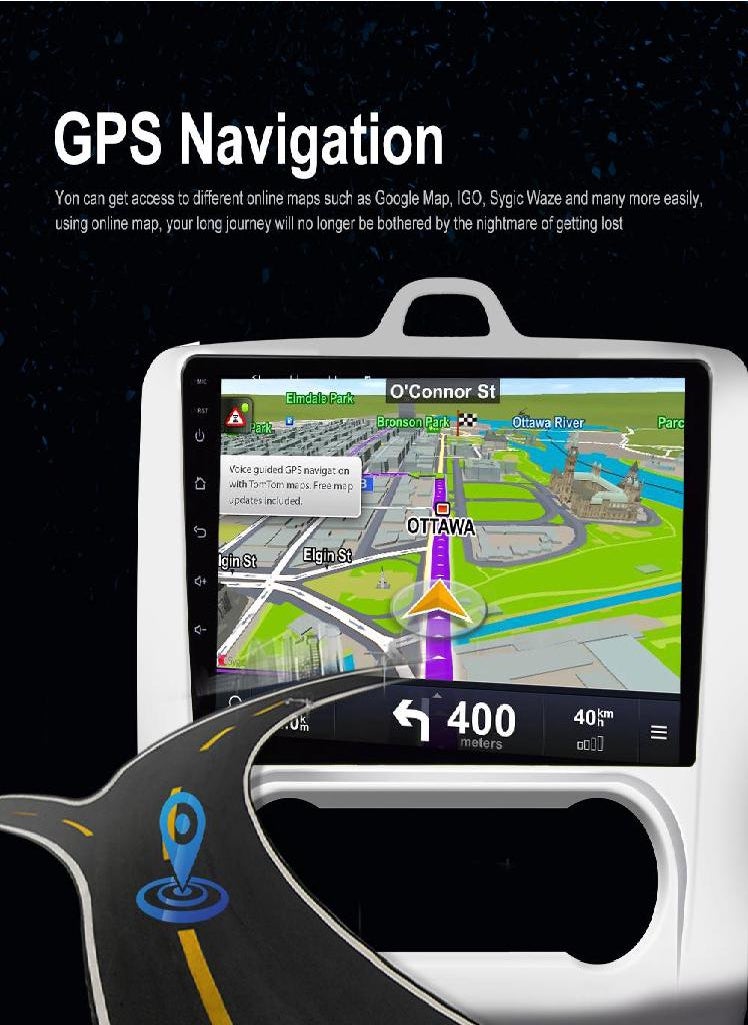 Eckek - Podofo Android 9.1 Double Din 9 Inch Car Player for Ford Focus Mk2 2004-2011 Autoradio GPS WIFI Bluetooth FM Receiver Multimedia Video Car MP5 Player - Image 1