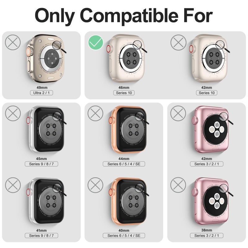 DABAOZA Compatible for Apple Watch Bands 46mm with Bumper, Bling Glitter Women Silicone Soft Comfortable Strap for iWatch SE Ultra 3 2 Series 11 10 9 8 7 6 5 4 3 2 1ï¼ˆBlack Rosegoldï¼Œ46/S11ï¼‰ - Image 2