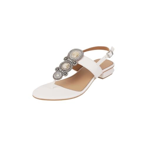 Metro Women’s White Elegant Ethnic Sandals with Zari Embellishment UK/4 EU/37 (33-837) - Image 1