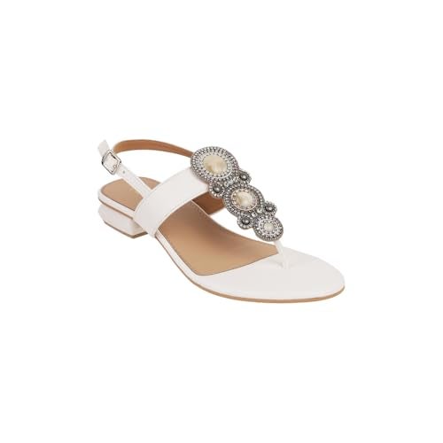 Metro Women’s White Elegant Ethnic Sandals with Zari Embellishment UK/4 EU/37 (33-837) - Image 3