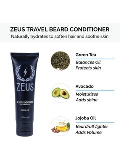 Zeus Refined Essential Beard Care Kit with Travel Toiletry Bag - Beard Wash, Beard Conditioner, Refined Beard Oil & Travel Dopp Bag – (Verbana Lime) Made in USA  - Image 3