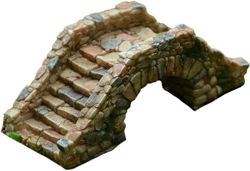 MonLiya Garden Decoration Resin Craft Mini Bridge Outdoors Artificial Bridge Set Arch Plank Bridge Rockery Bonsai House Garden Decor Fish Tank Ornament Micro Landscape Gift - Image 1